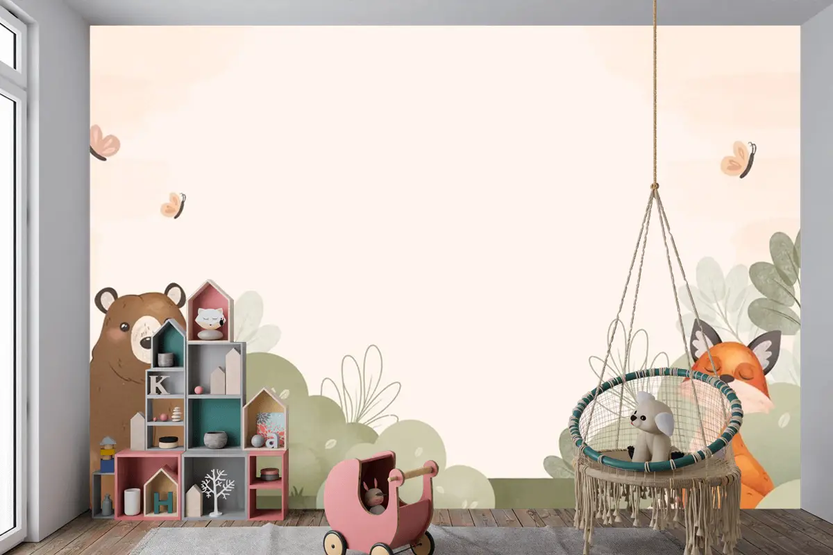 Suluboya Orman Hayvanları Çocuk Odası Duvar Kağıdı