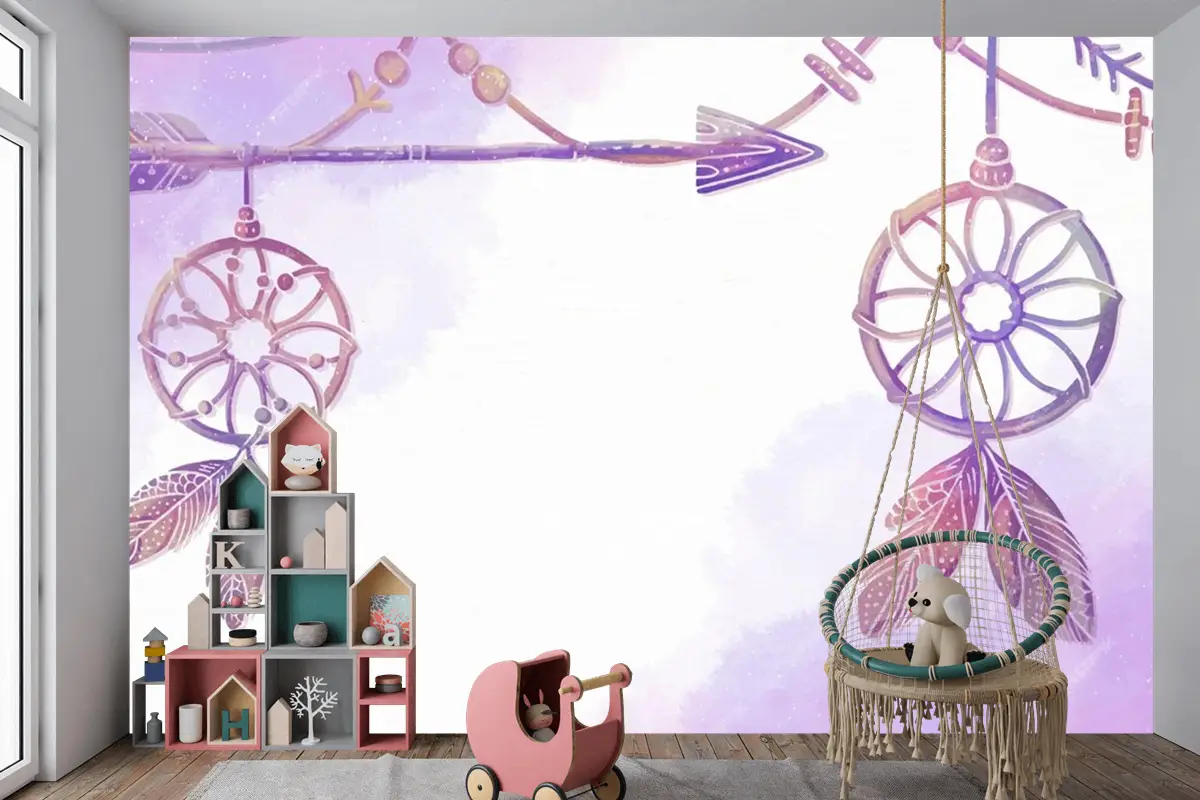 Suluboya Boyalı Boho Arka Plan Çocuk Odası Duvar Kağıdı 