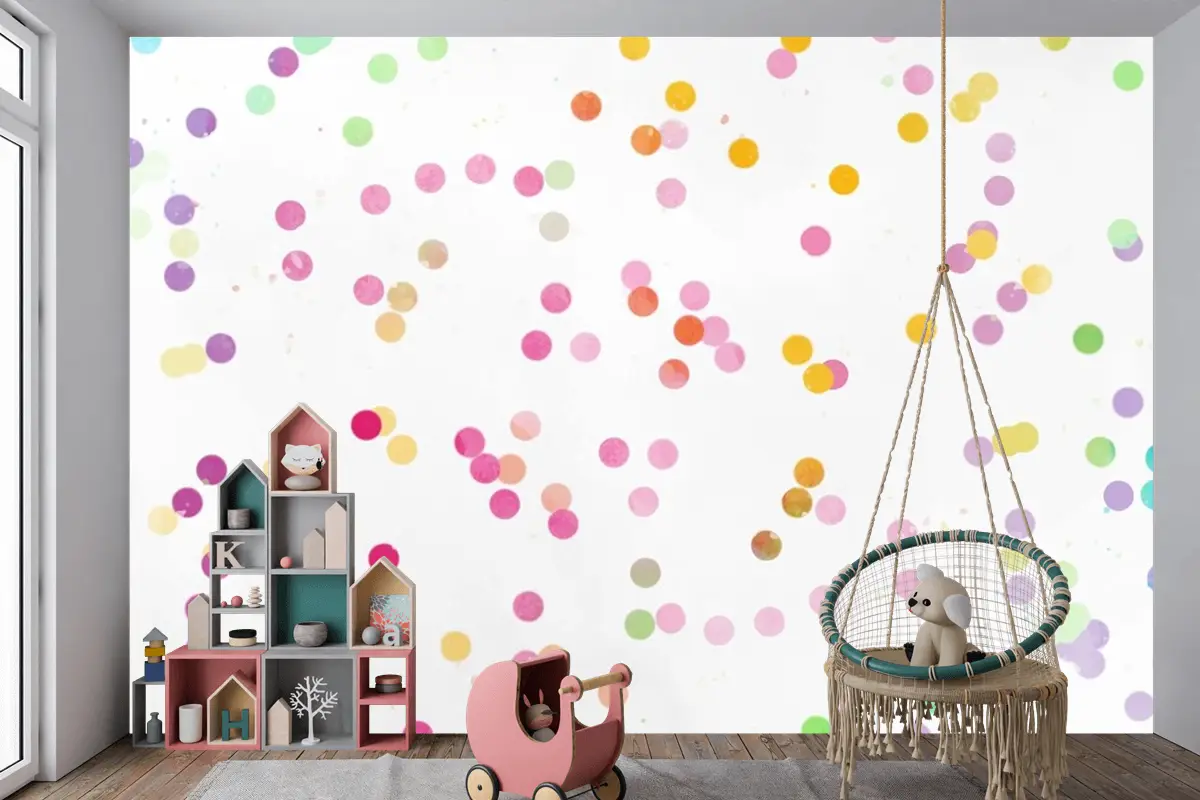 Suluboya Gökkuşağı Arka Plan Çocuk Odası Duvar Kağıdı 