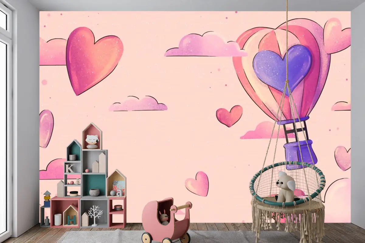 Suluboya Sevgililer Günü Arka Plan Çocuk Odası Duvar Kağıdı