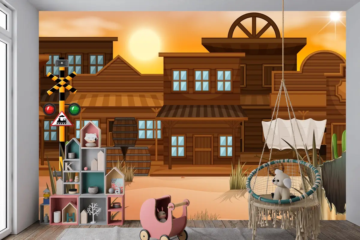 Doğada Batı Çölü Temalı Sahne Çocuk Odası Duvar Kağıdı