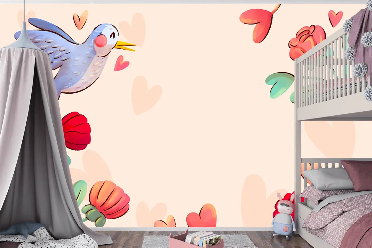 Sevgililer Günü Kutlaması İçin Suluboya Arka Plan Çocuk Odası Duvar Kağıdı
