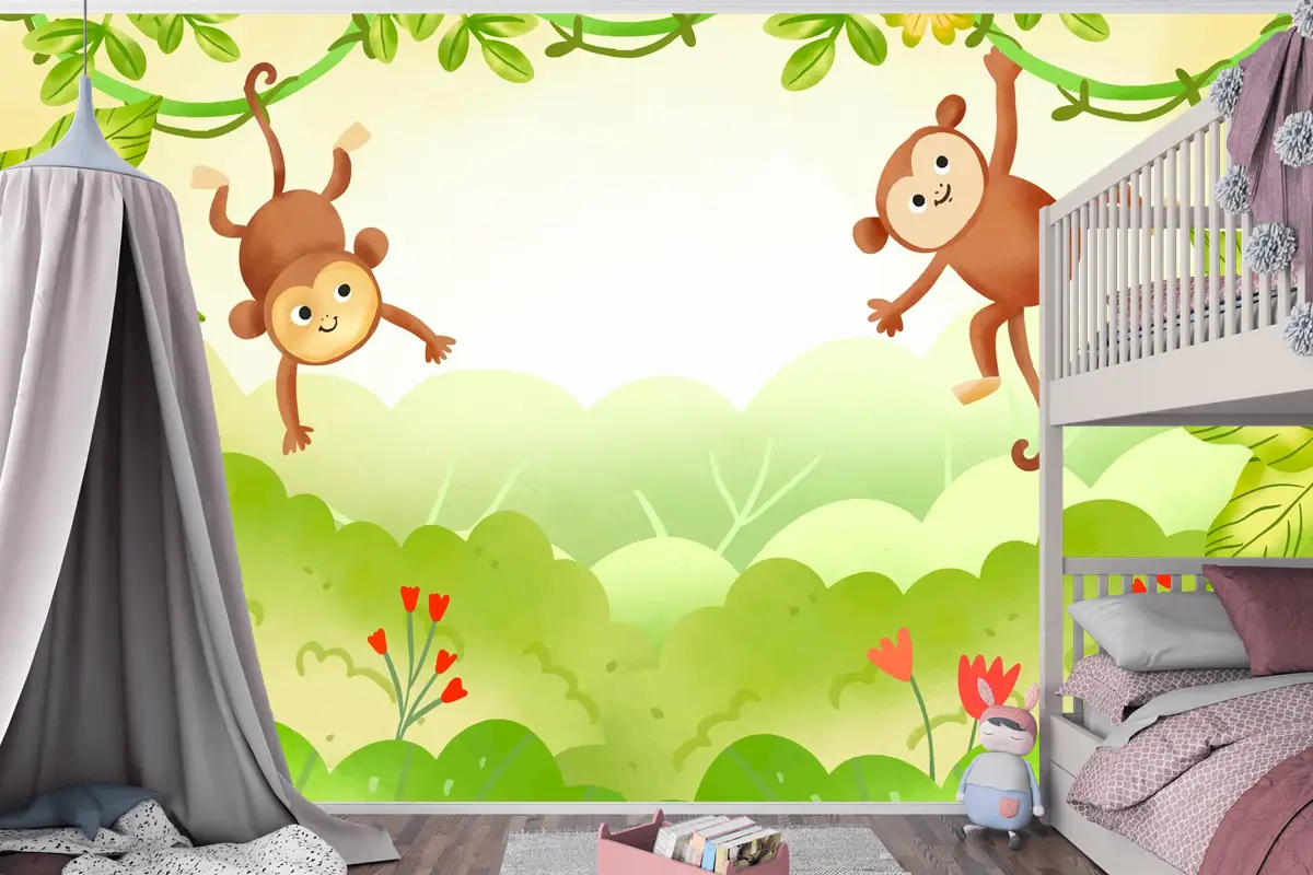 Suluboya Dünya Yaban Hayatı Günü Arka Plan Çocuk Odası Duvar Kağıdı 