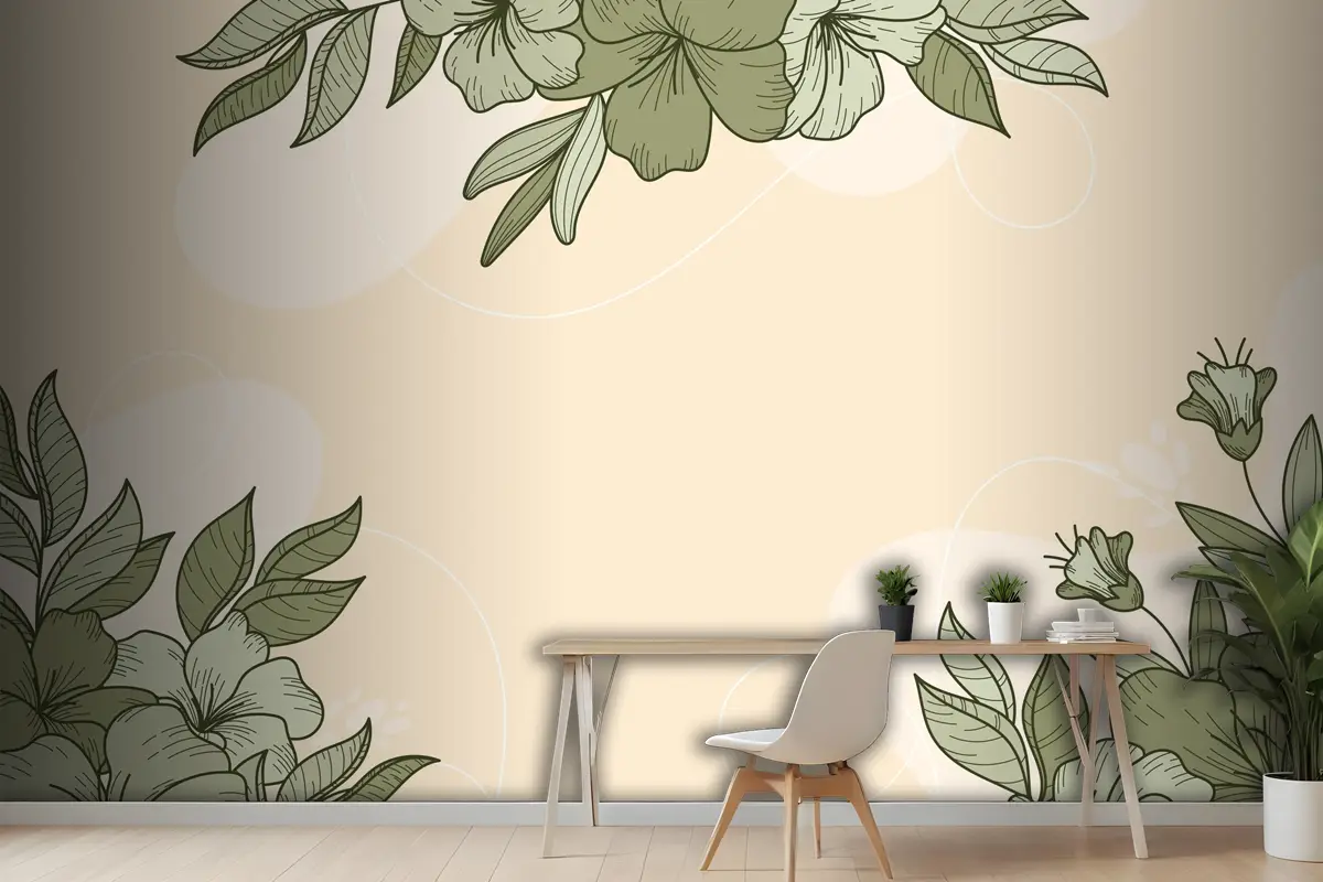 Çiçek Doğrusal Tasarım Arka Plan Ofis Duvar Kağıdı