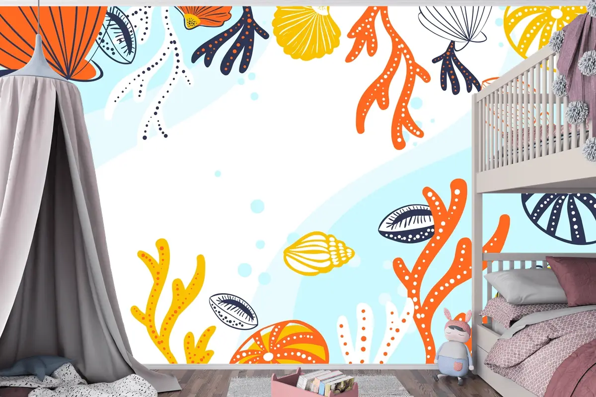 Elle Çizilmiş Su Arka Plan Çocuk Odası Duvar Kağıdı 