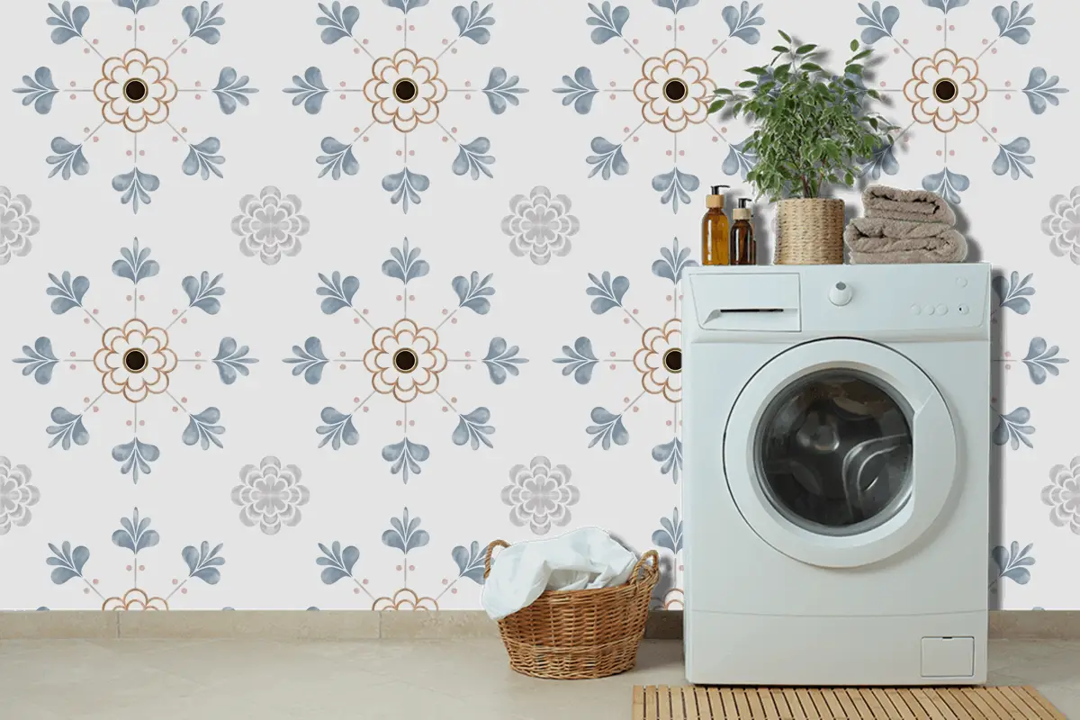 Fayans Dokulu Desen Duvar Kağıdı