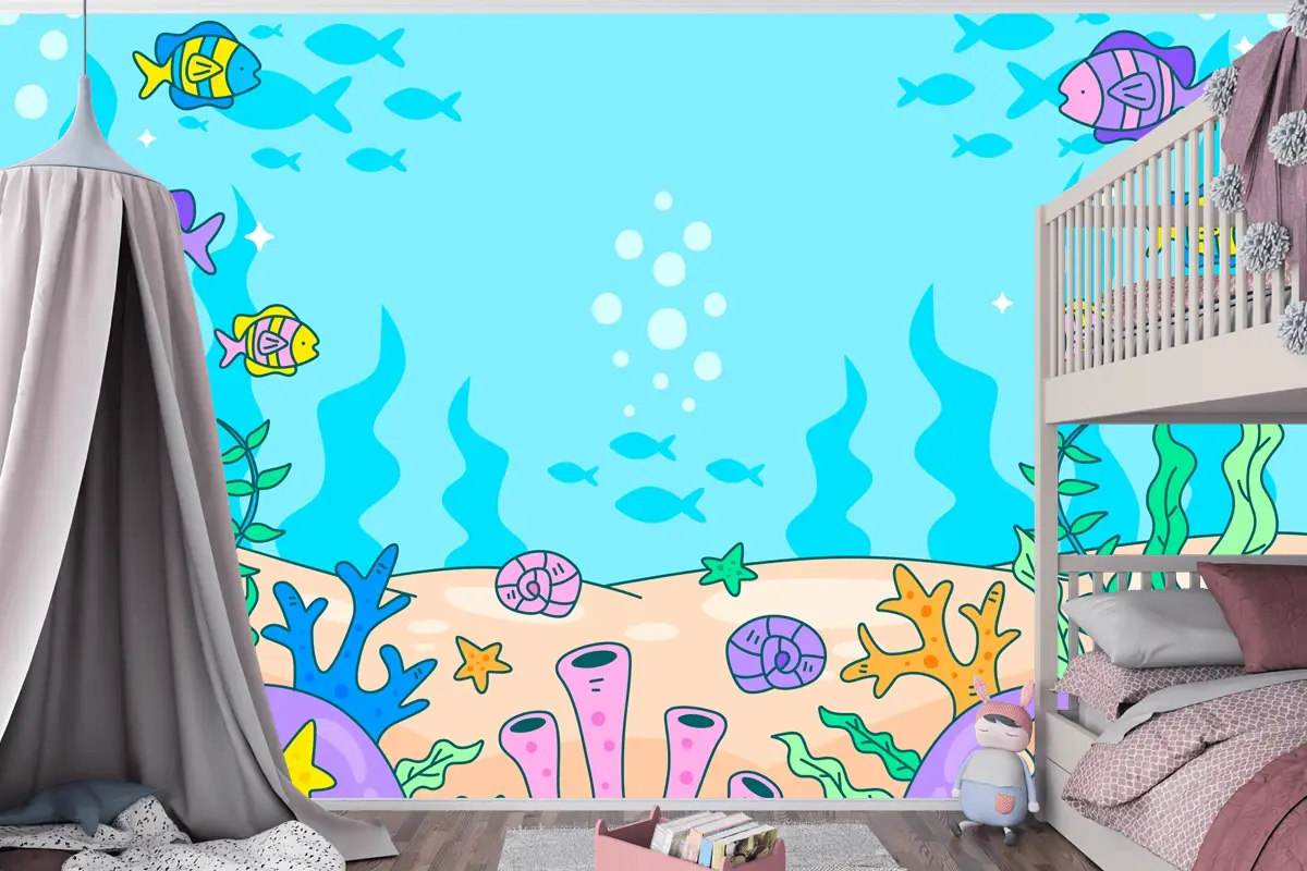 Dünya Okyanuslar Günü Elle Çizilmiş Arka Plan Çocuk Odası Duvar Kağıdı