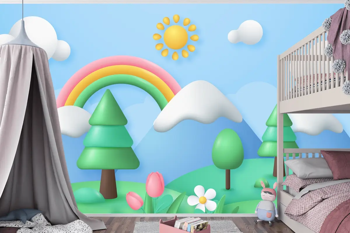 Gerçekçi Çiçek Bahar Çocuk Odası Duvar Kağıdı 