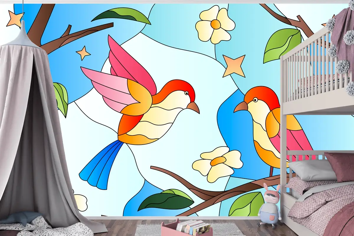 Degrade Vitray Arka Plan Çocuk Odası Duvar Kağıdı 