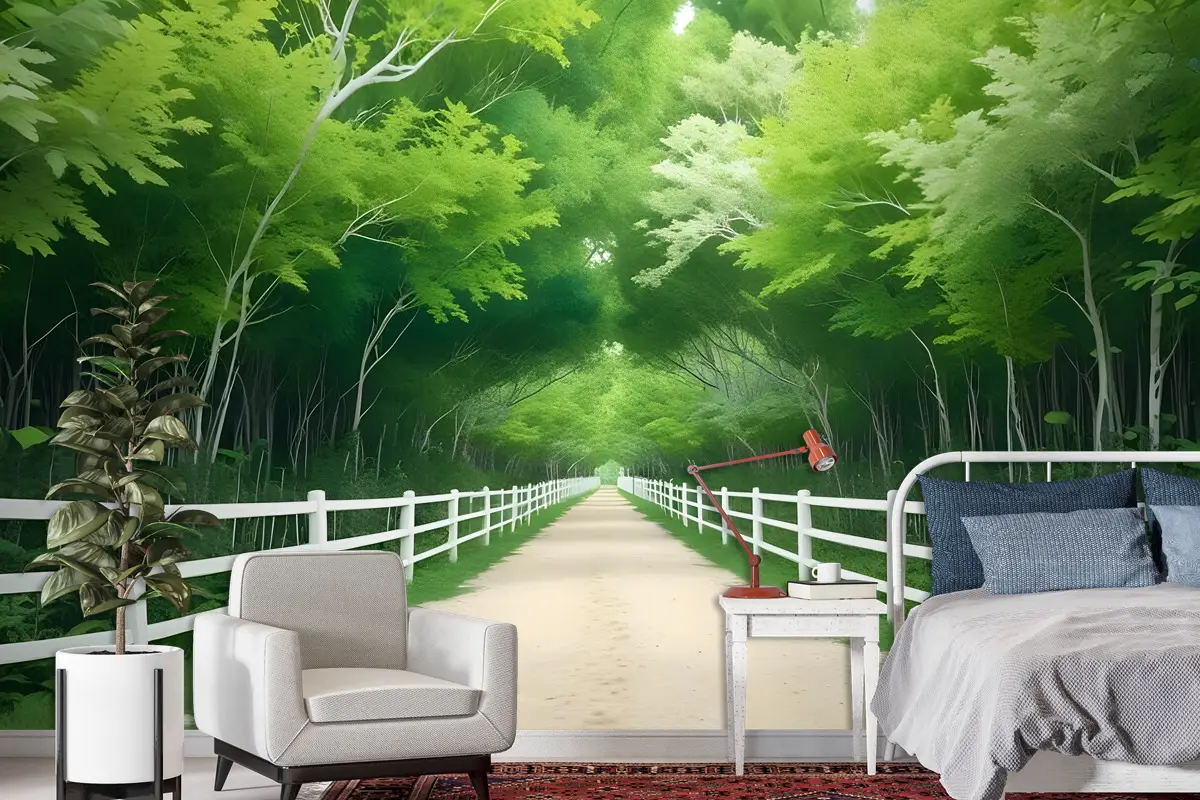 3D Görünümlü Fotoğraf Orman Manzarası Duvar Kağıdı 