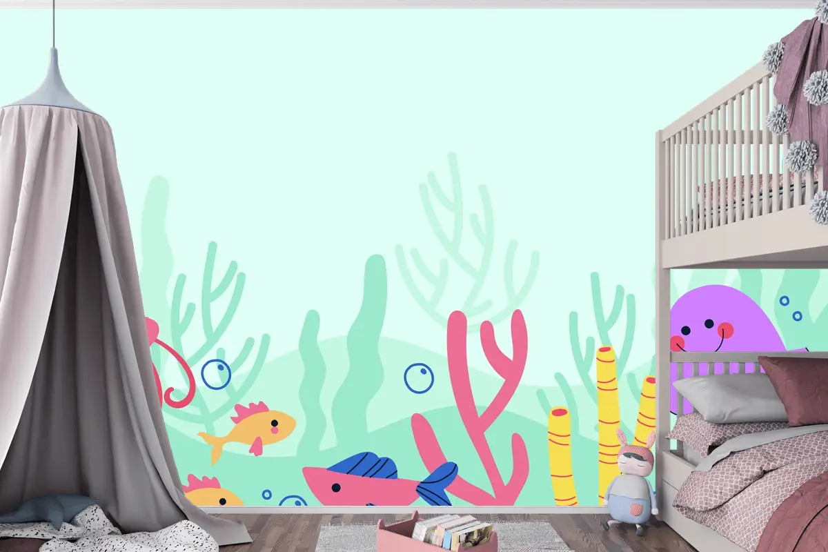 Düz Dünya Okyanuslar Günü Arka Plan Çocuk Odası Duvar Kağıdı