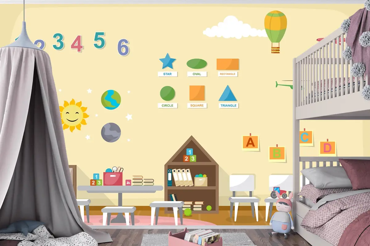 Anaokulu Sınıf İçi Çocuk Okul Oyuncakları Mobilya Çocuk Odası Duvar Kağıdı