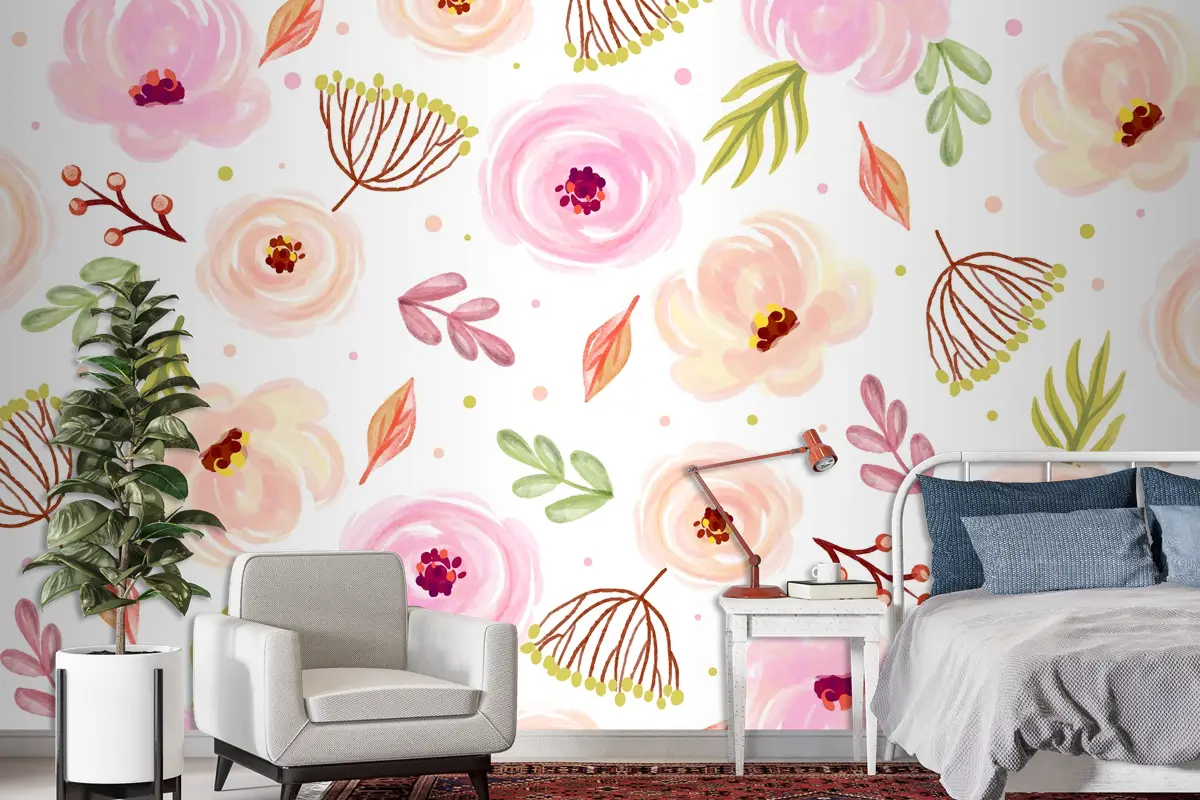 Yumuşak Renklerle Çiçek Suluboya Arka Plan Duvar Kağıdı
