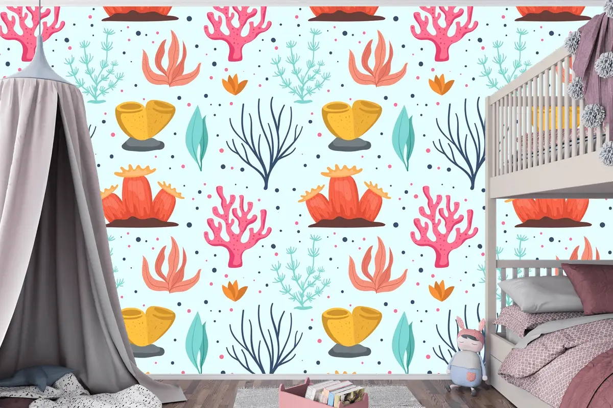 Mercan Desen Koleksiyonu Konsepti Çocuk Odası Duvar Kağıdı 