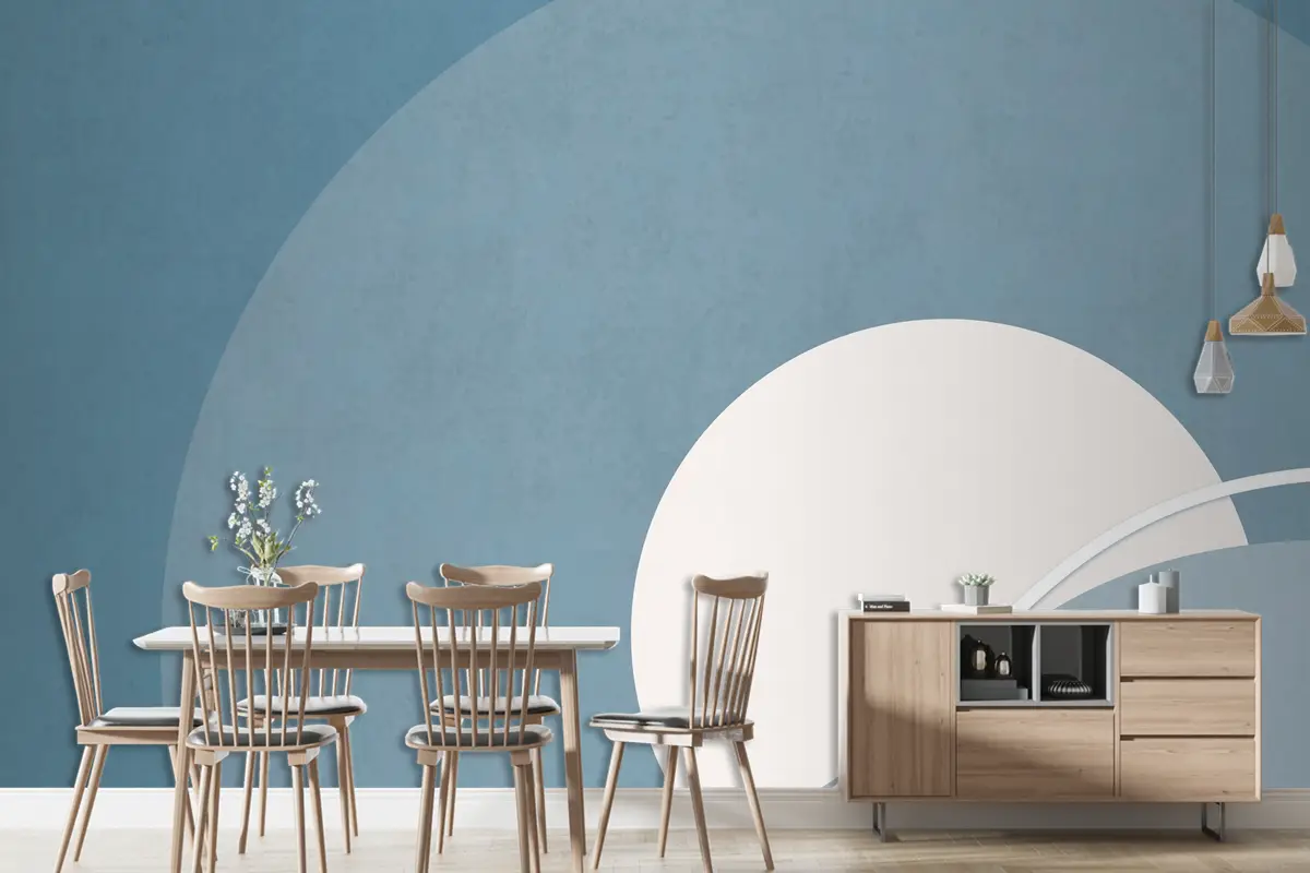 Retro Renkli Ay Manzarası Minimalist Vintage Poster Tarzı Oturma Odası Duvar Kağıdı Duvar