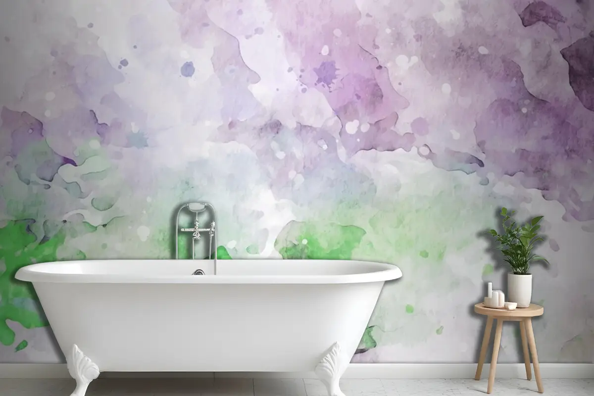 Şık Pastel Doku Suluboya Banyo Duvar Kağıdı