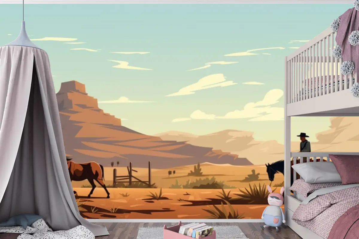 Çölde Ata Binen Adam Çocuk Odası Duvar Kağıdı