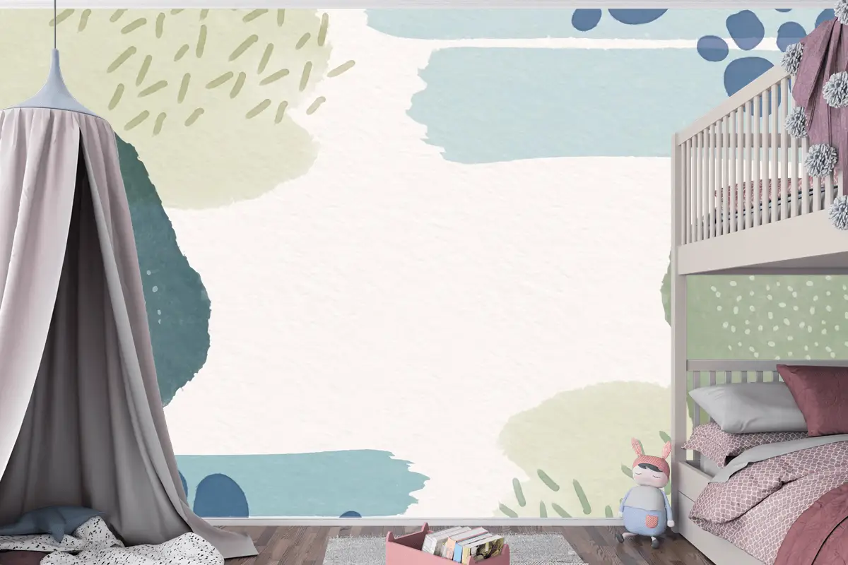 Suluboya Şekilli Ve Boş Alanlı Soyut Arka Plan Çocuk Odası Duvar Kağıdı