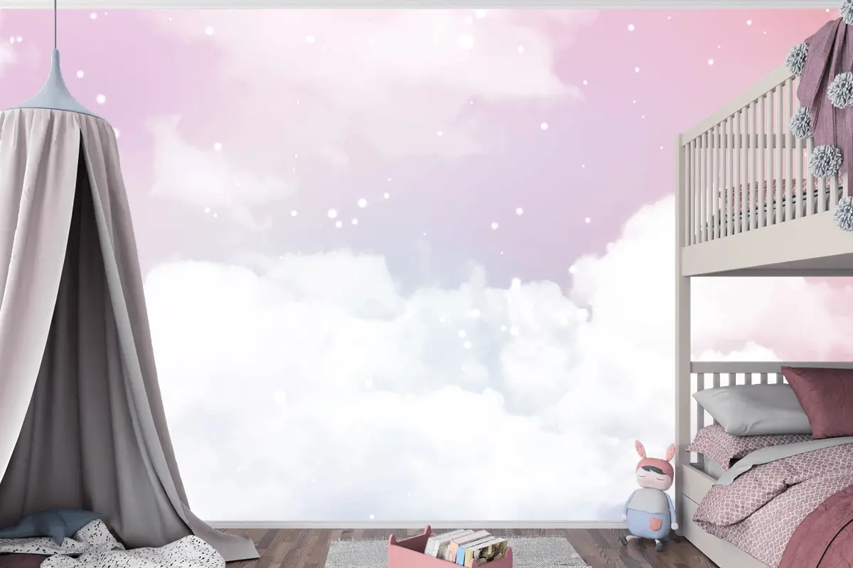 Şekerli Pamuk Şeker Bulutlu Soyut Gökyüzü Tasarım Çocuk Odası Duvar Kağıdı
