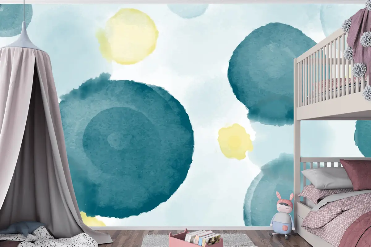 Soyut Suluboya Arka Plan Çocuk Odası Duvar Kağıdı 