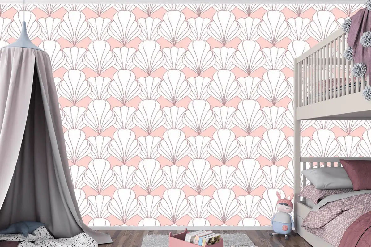 Art Deco Gül Altın Dikişsiz Desen Çocuk Odası Duvar Kağıdı