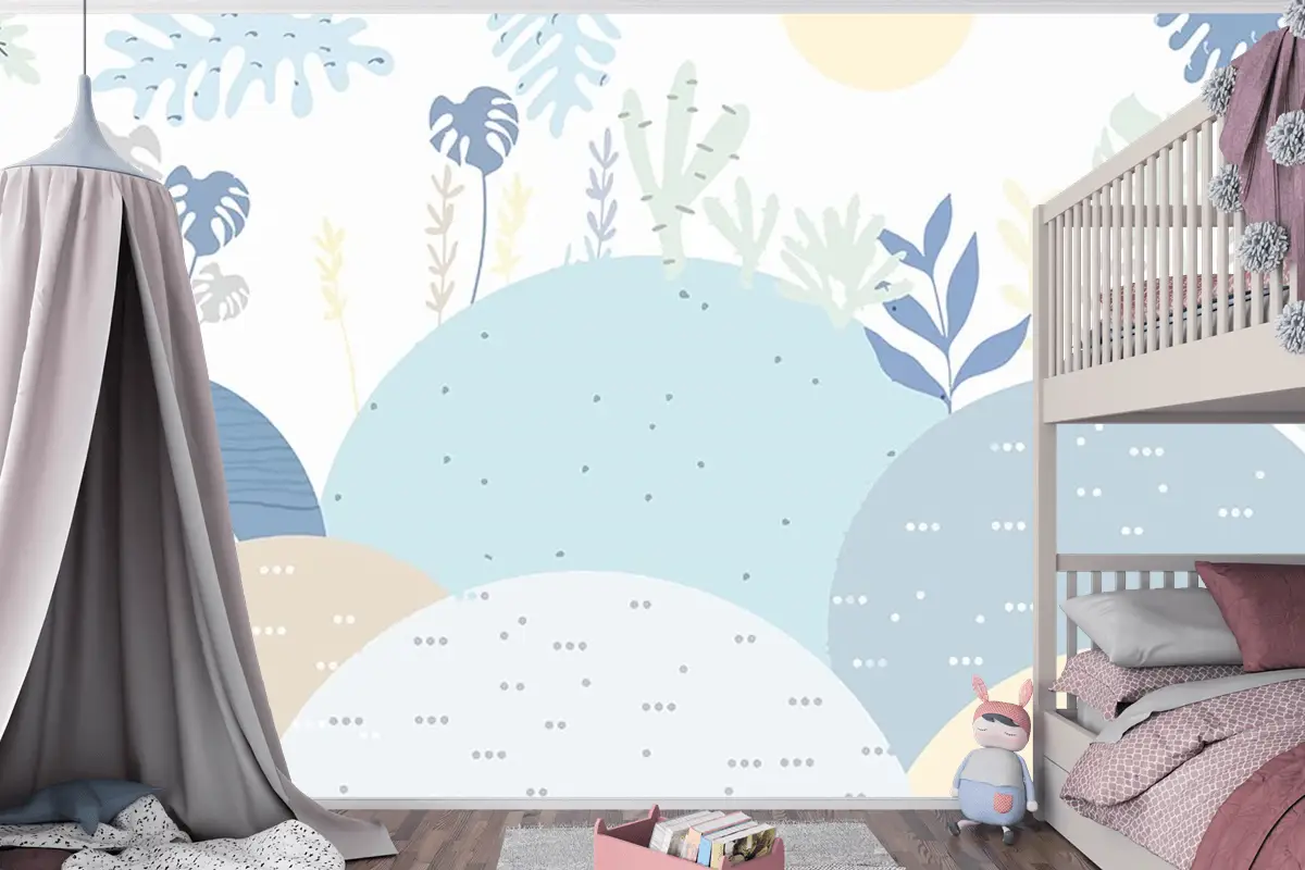 Bebek Odası Çocuk Duvar Kağıdı Soft Renk Dağlar