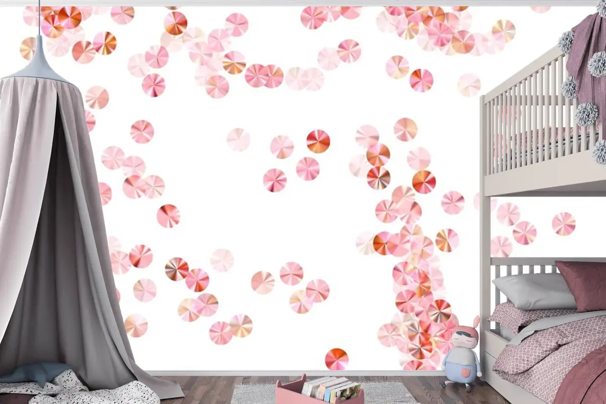 Allık Pembe Boncuk Konfeti Dağılım Vektör Kompozisyonu Ritmik Çocuk Odası Duvar Kağıdı