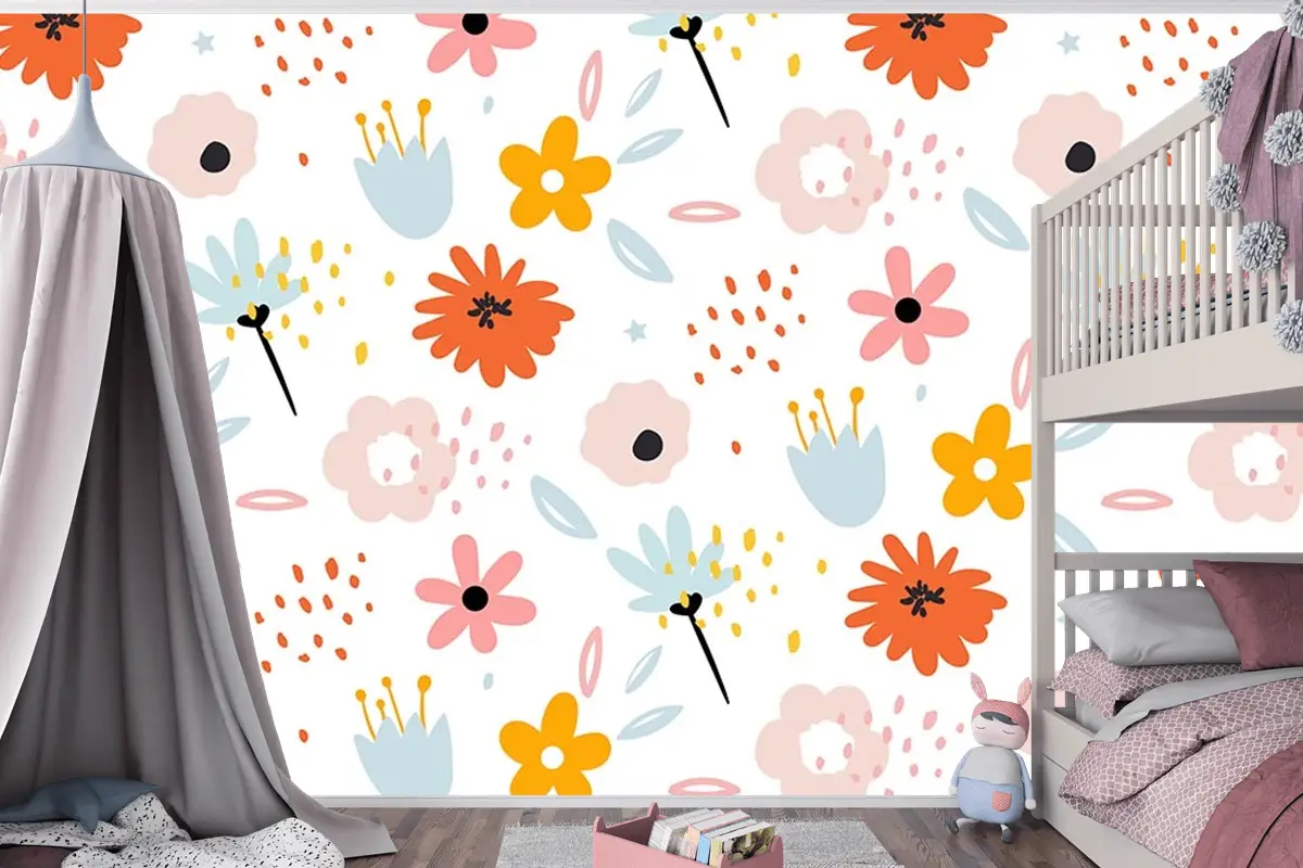 Çiçekler Çocuk Odası Duvar Kağıdı