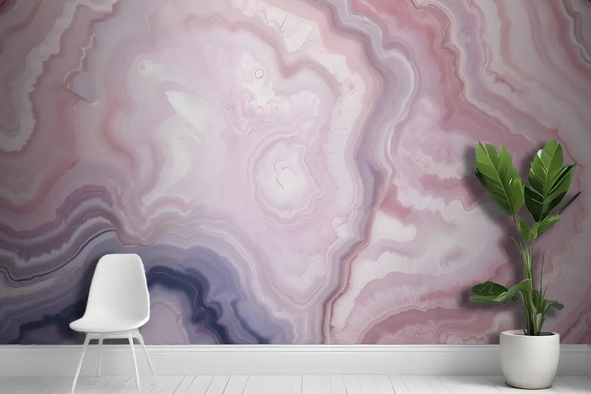 Pembe Duvar Kağıdının Dönen Desenleriyle Doğal Akik Taşının Yakın Çekimi Antre  Hol  Koridor 