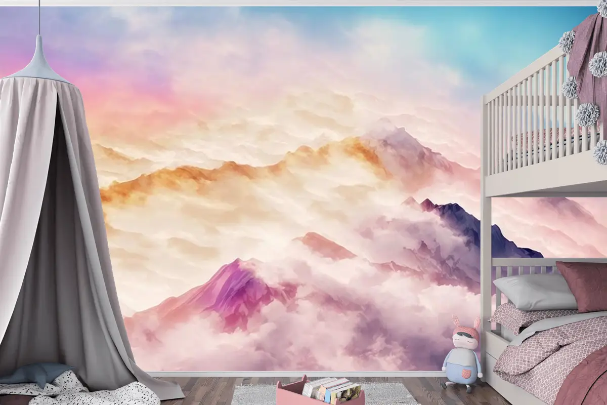 Çocuk Odası Duvar Kağıdı Bulutlar Ve Dağlar