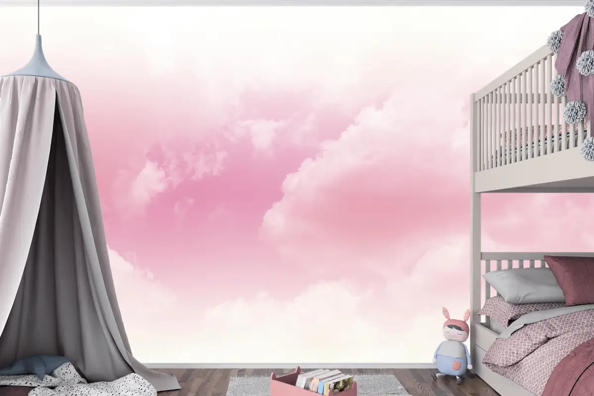 Çocuk Odası Duvar Kağıdı Pembe Bulutlar