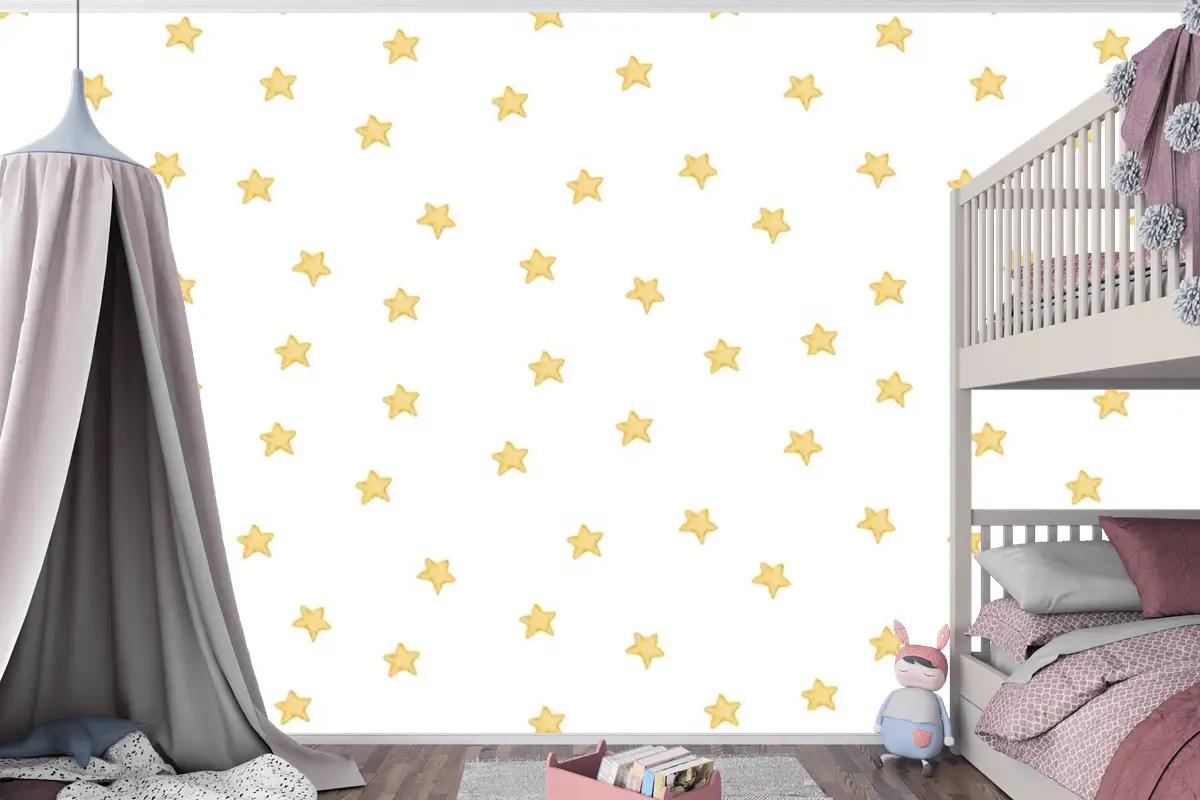 Çocuk Odası Duvar Kağıdı Sarı Yıldızlar