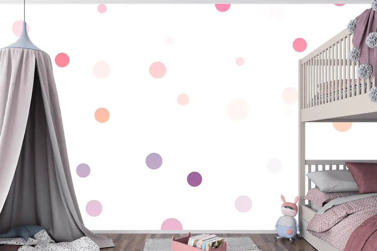 Beyaz Arka Planda Renkli Noktalar Dikişsiz Desen Çocuk Odası Duvar Kağıdı