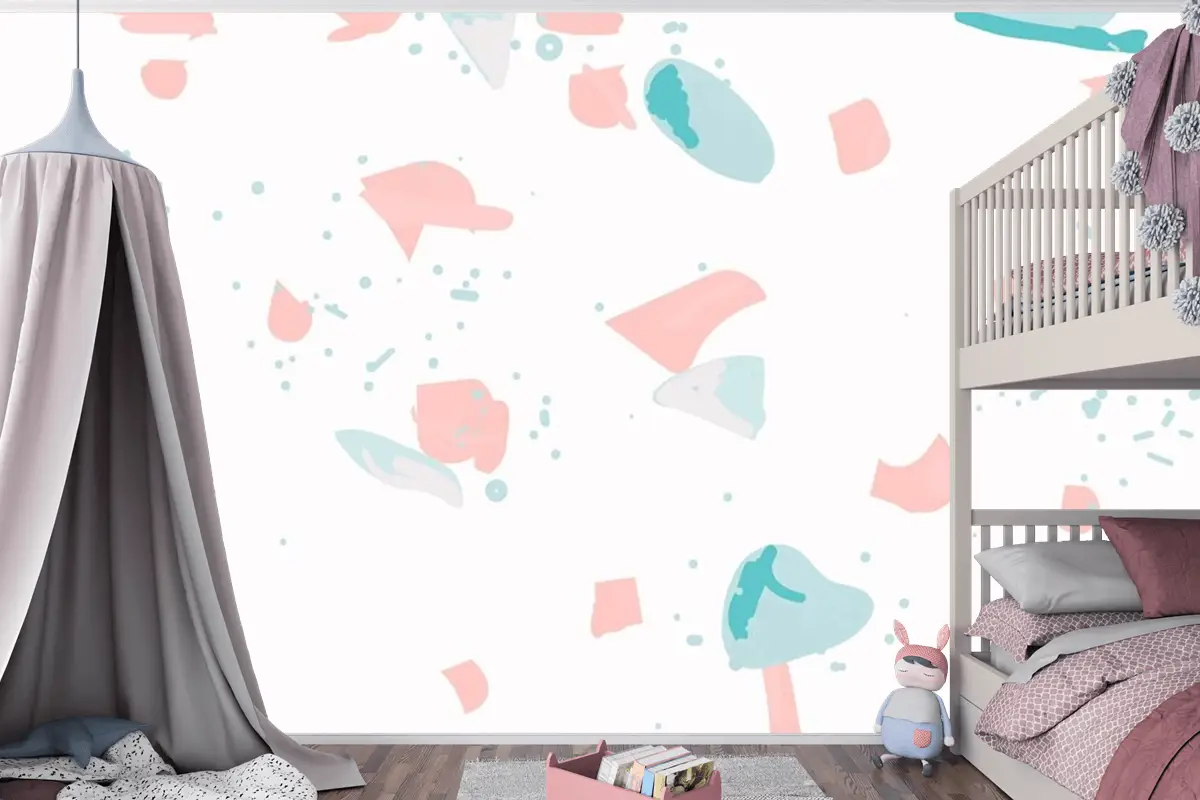 Pembe Ve Mavi Çocuk Odası Duvar Kağıdı Duvarında Renkli Terrazzo Soyut Arkaplan Kusursuz Desen