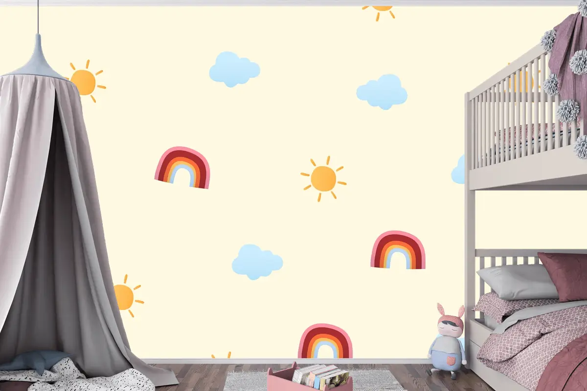 Sevimli Hava Desen Arka Plan Çocuk Odası Duvar Kağıdı