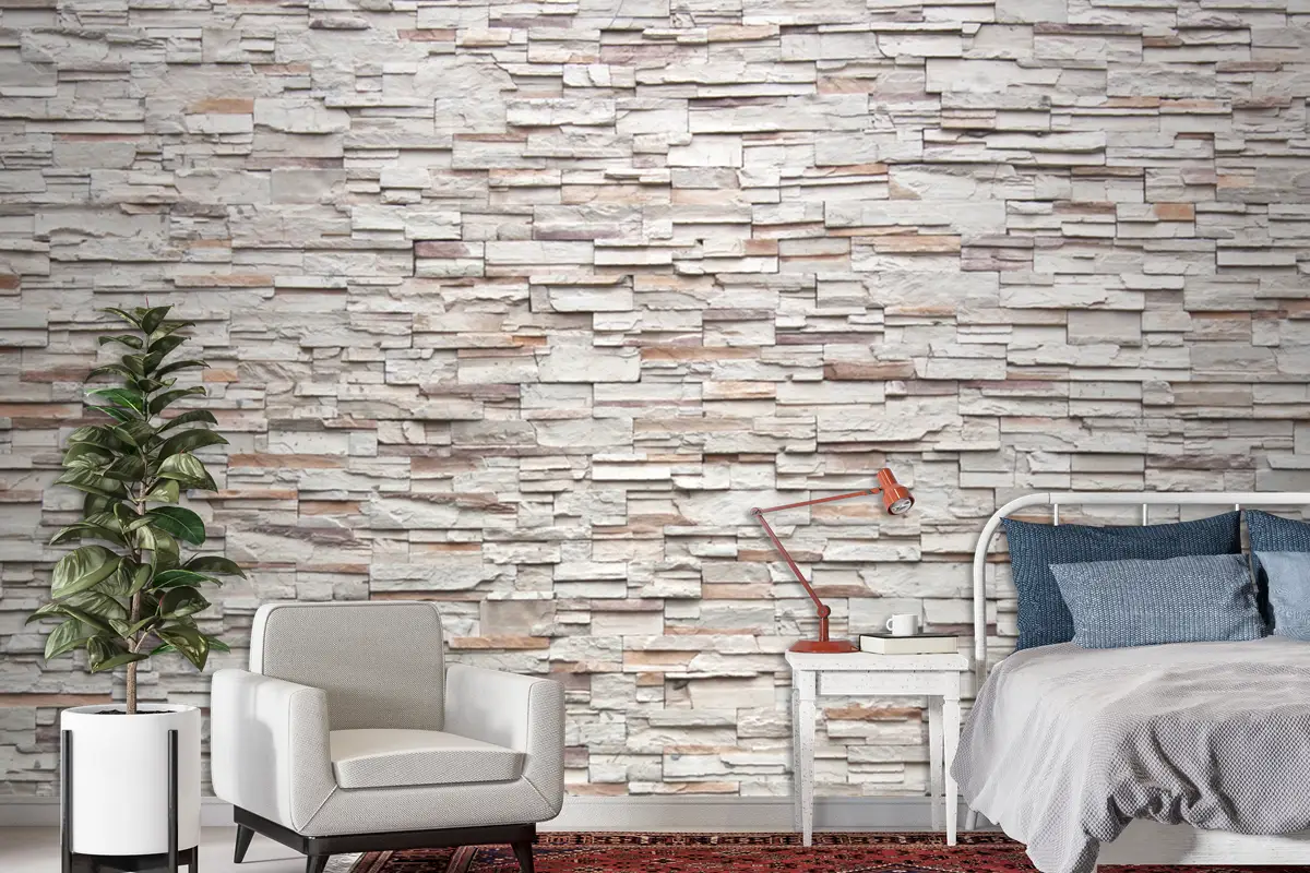 Dekoratif Taş Duvar Arka Plan Deseni 3D Duvar Kağıdı