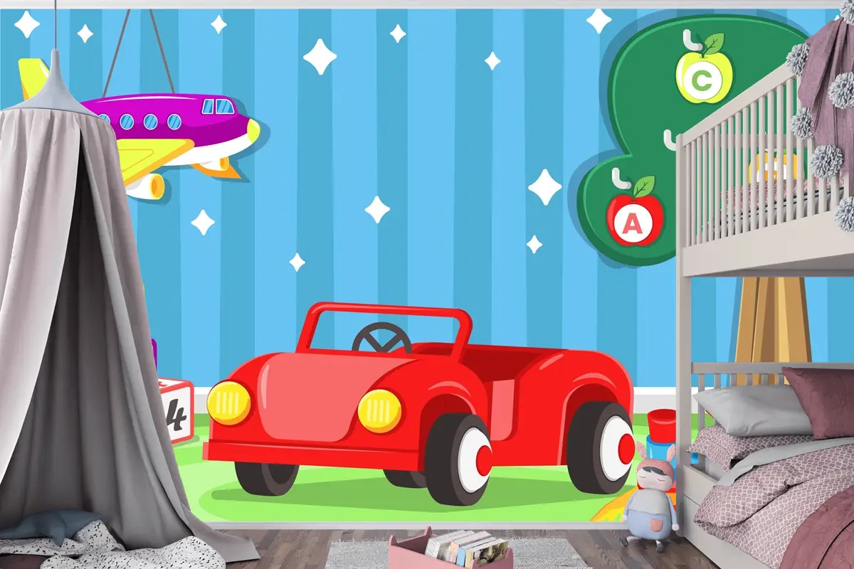 Düz Tasarım Noel Oyuncakları Çocuk Odası Duvar Kağıdı