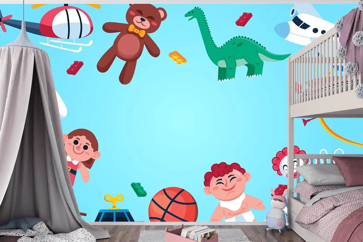 Düz Tasarım Noel Oyuncakları Çocuk Odası Duvar Kağıdı