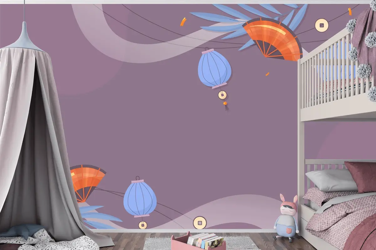 Düz Sonbahar Ortası Festivali Çocuk Odası Duvar Kağıdı 