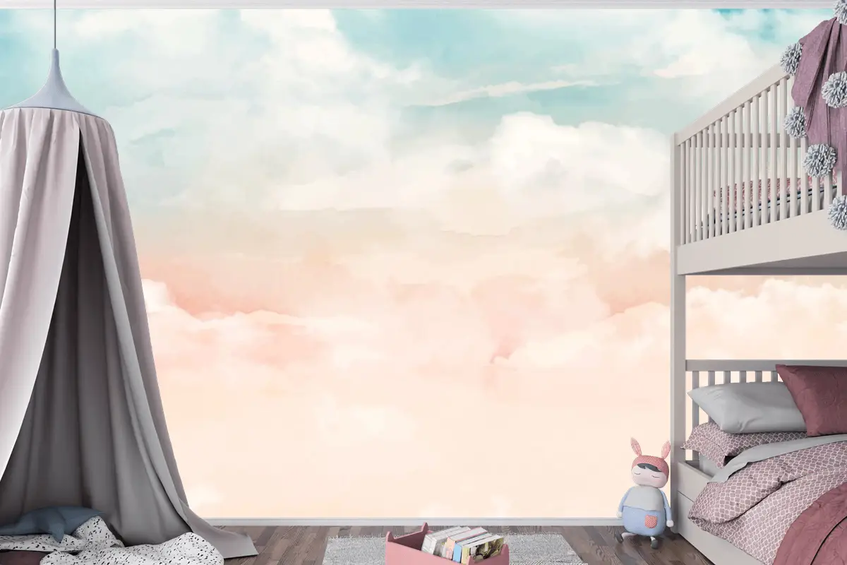 Gökyüzünde Renkli Bulutlar Çocuk Odası Duvar Kağıdı