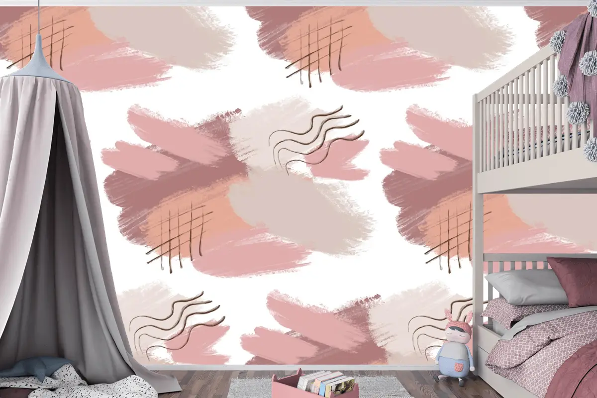 Degrade Kahverengi Soyut Suluboya Dikişsiz Desen Çocuk Odası Duvar Kağıdı
