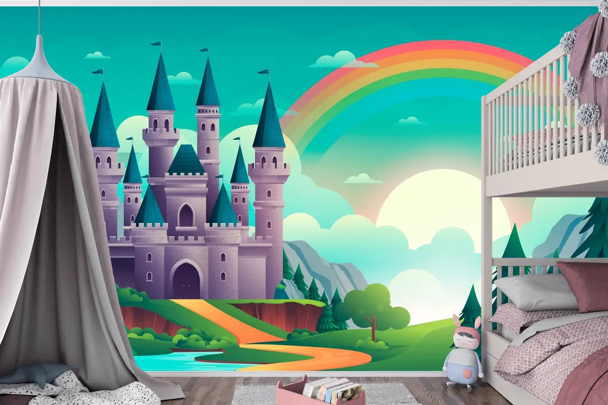 Degrade Peri Masalı Arka Plan Kids Boy Çocuk Odası Duvar Kağıdı 