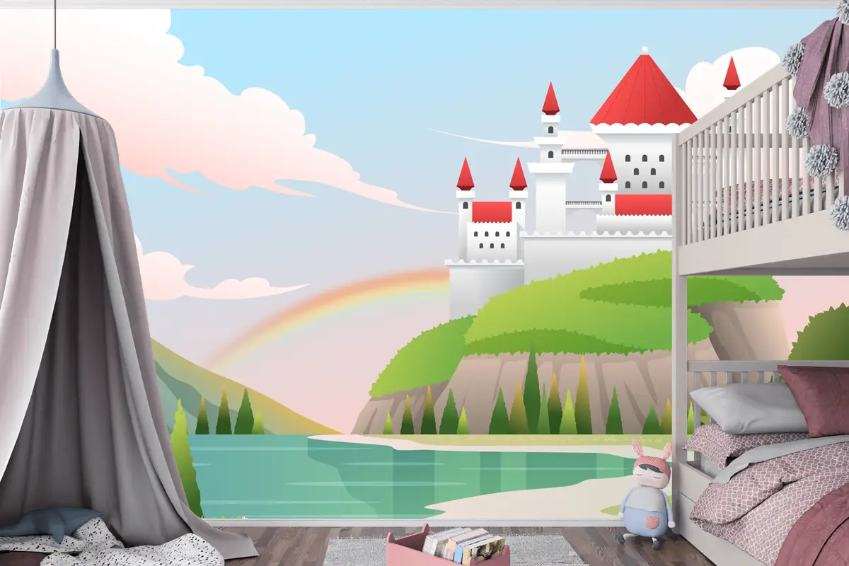 Degrade Peri Masalı Arka Plan Çocuk Odası Duvar Kağıdı 