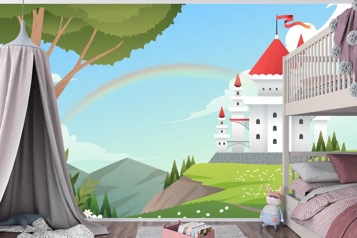 Degrade Peri Masalı Arka Plan Çocuk Odası Duvar Kağıdı 