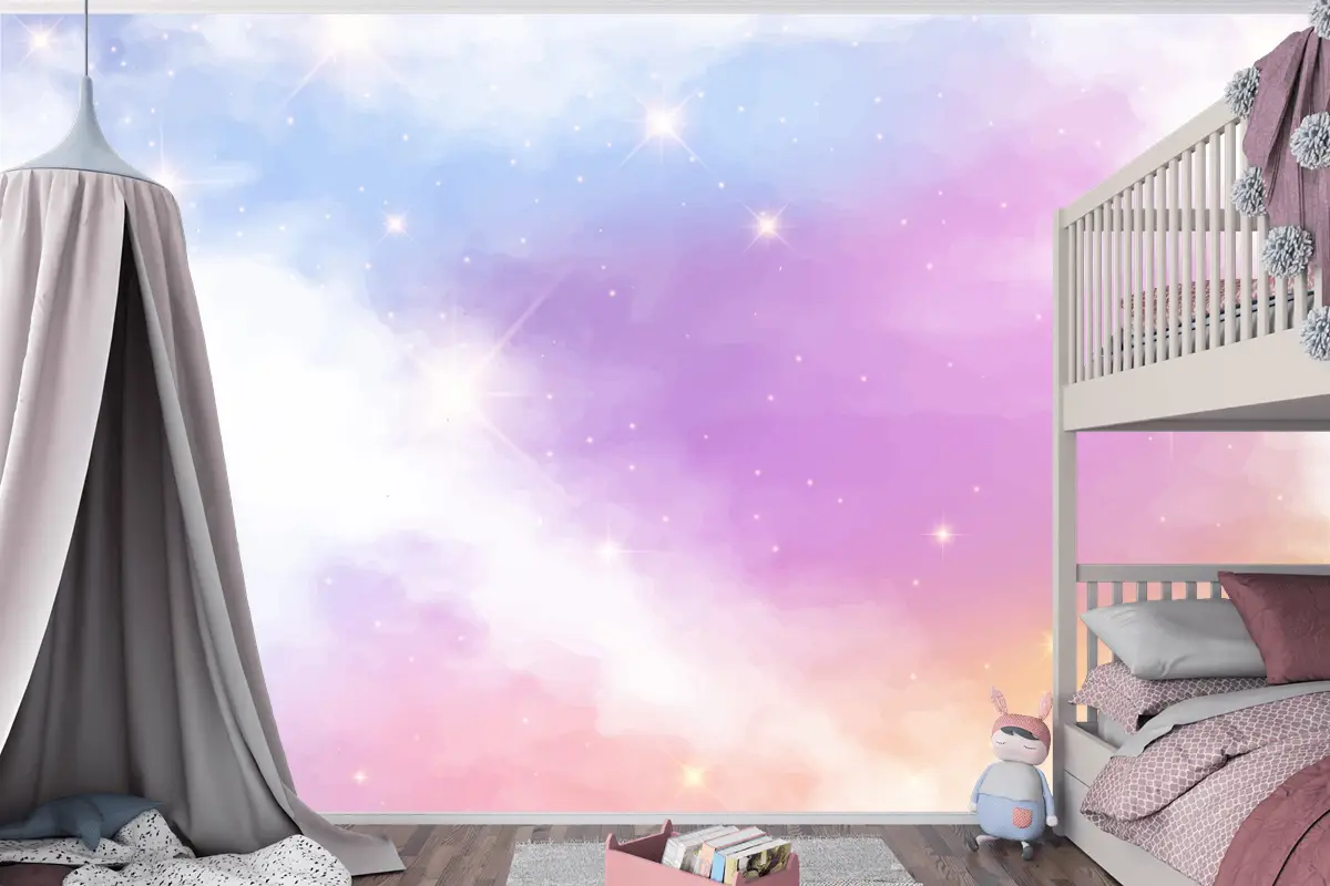 Degrade Pastel Gökyüzü Arka Plan Çocuk Odası Duvar Kağıdı