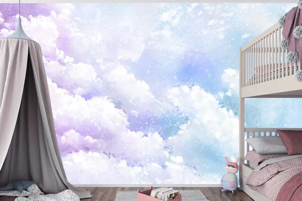 Degrade Pastel Gökyüzü Arka Plan Çocuk Odası Duvar Kağıdı 