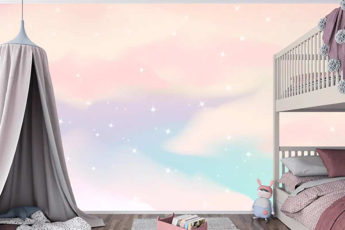 Degrade Pastel Gökyüzü Arka Plan Çocuk Odası Duvar Kağıdı 