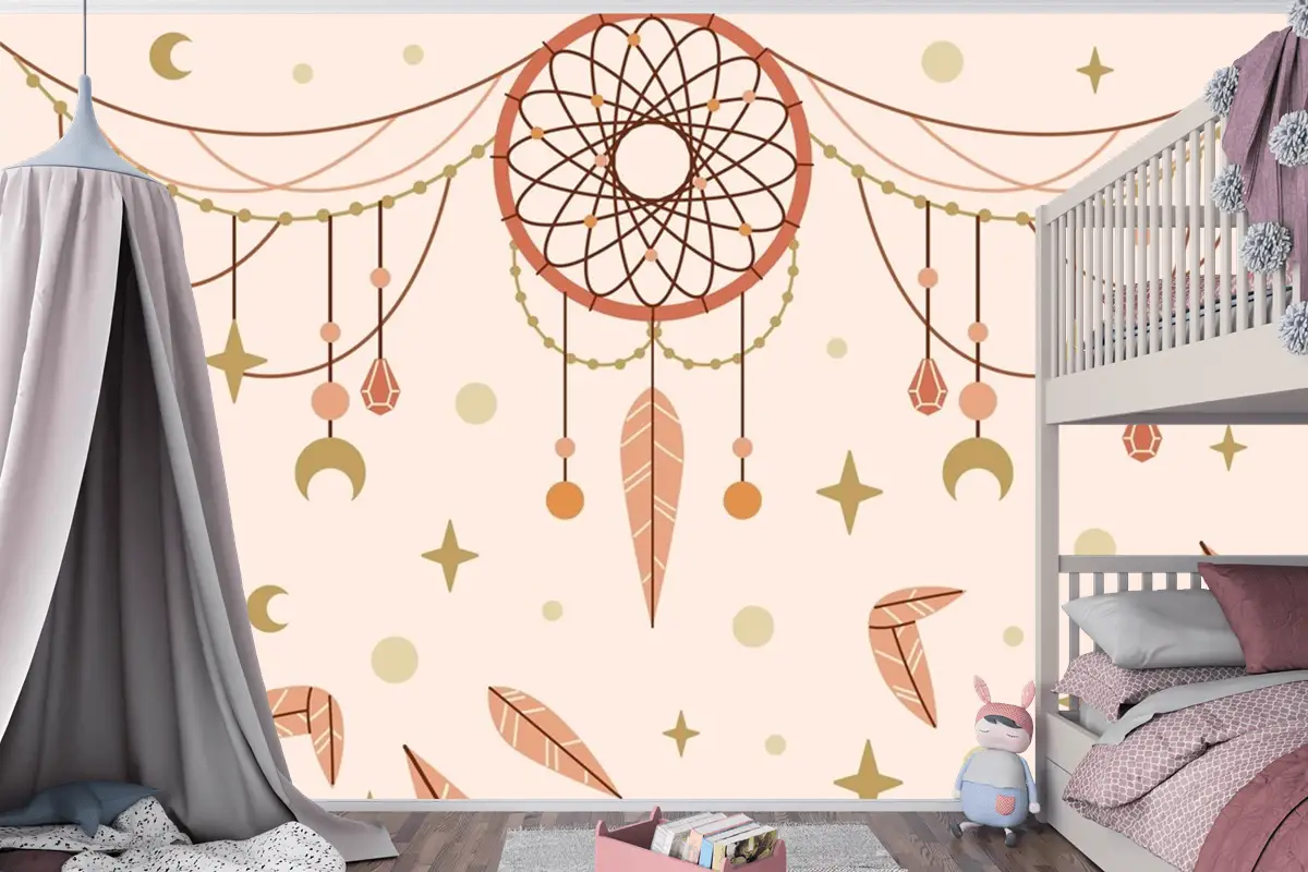 Elle Çizilmiş Boho Arka Plan Çocuk Odası Duvar Kağıdı 