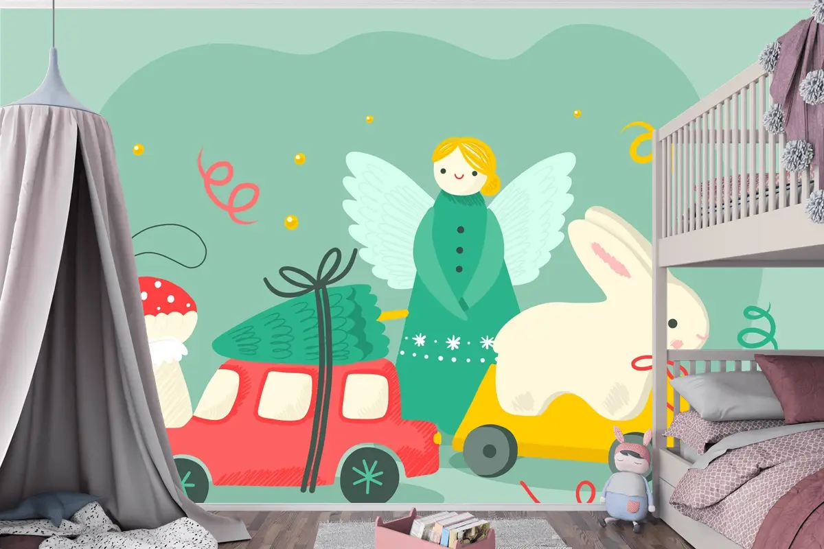 Elle Çizilmiş Noel Oyuncakları Arka Plan Çocuk Odası Duvar Kağıdı 