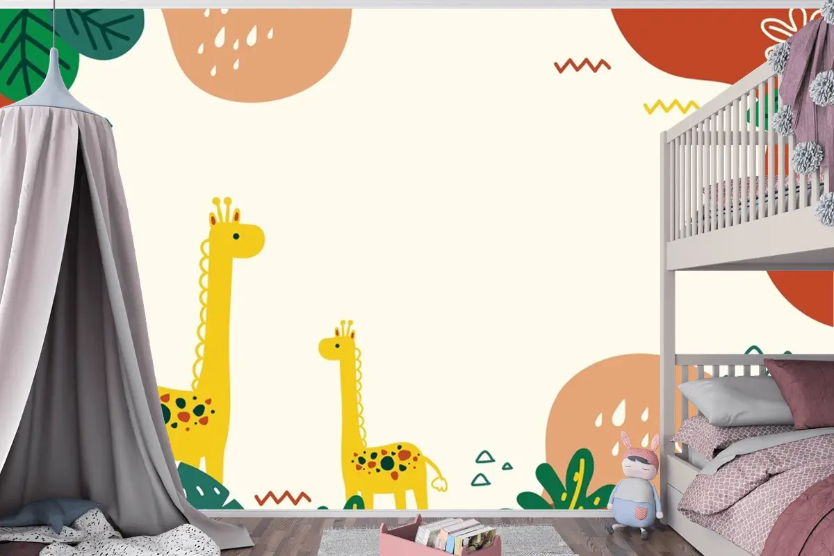 Elle Çizilmiş Doodle Arka Plan Çocuk Odası Duvar Kağıdı 